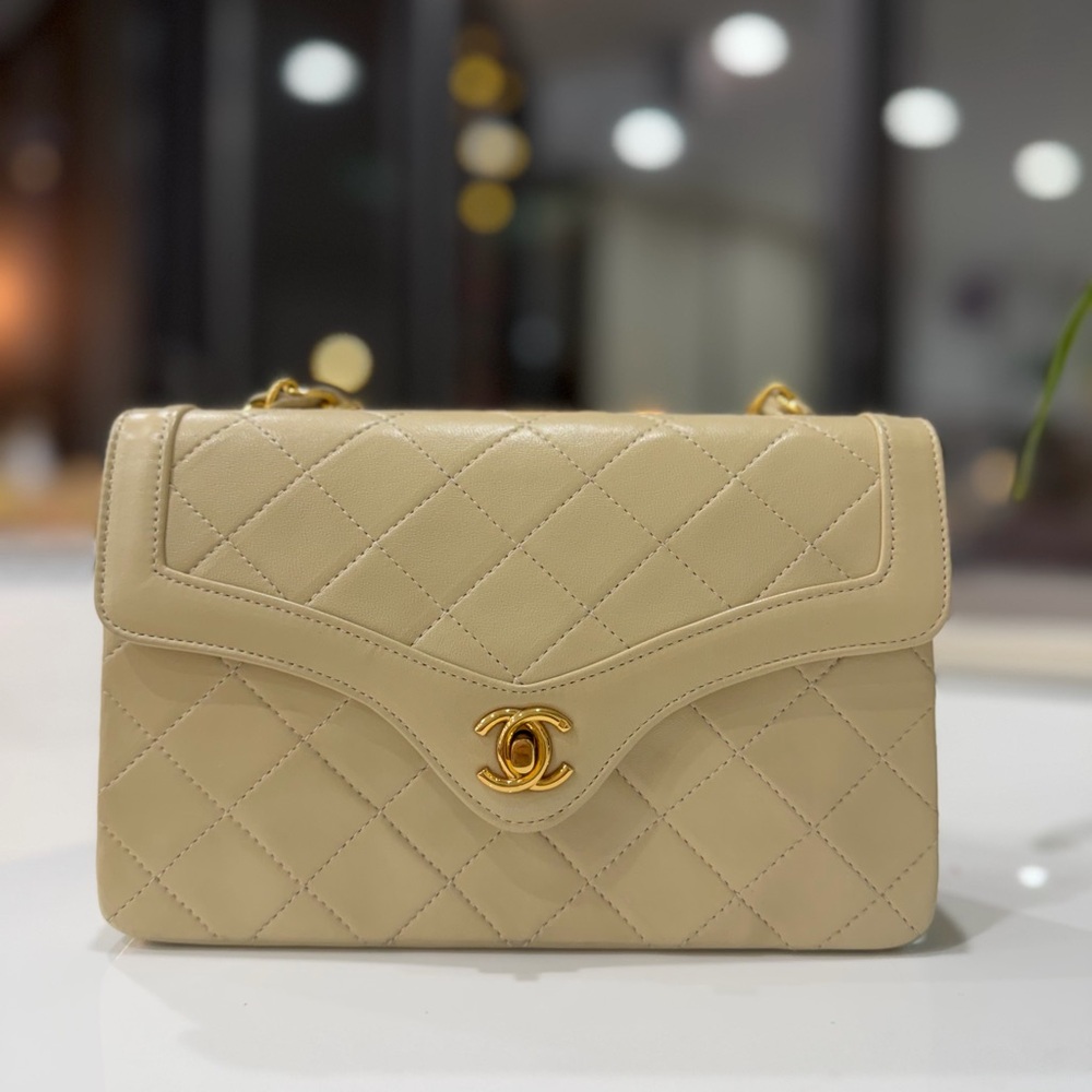 SOLD Chanel Light Beige Quilted Shoulder Bag
